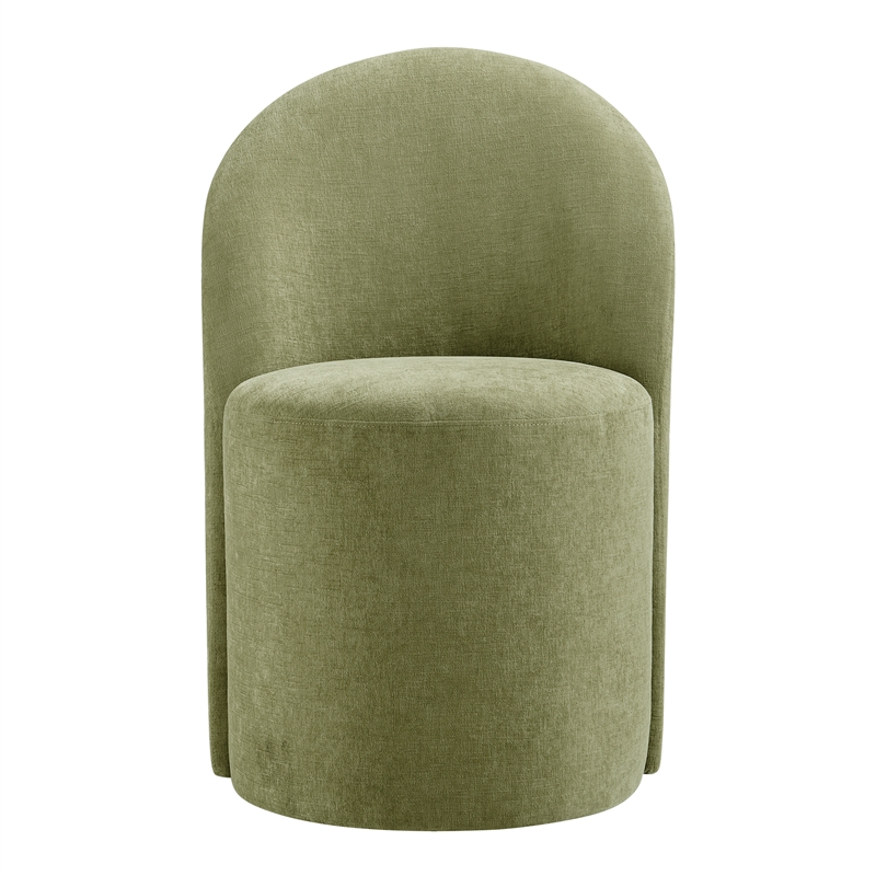 NPD Furniture Cabrina Chenille Dining Side Chair w/ Casters in Green