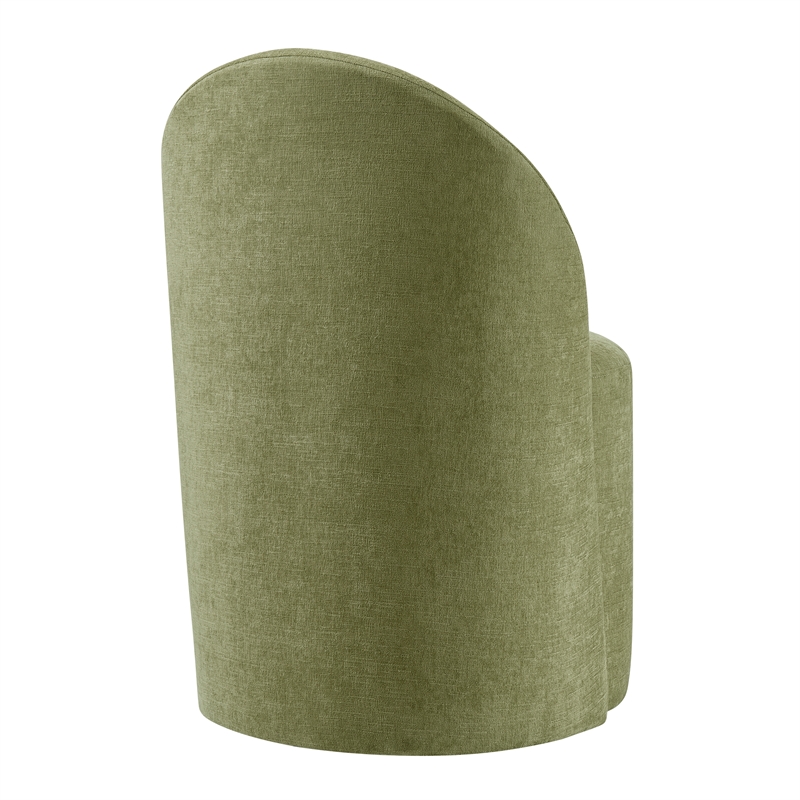 NPD Furniture Cabrina Chenille Dining Side Chair w/ Casters in Green