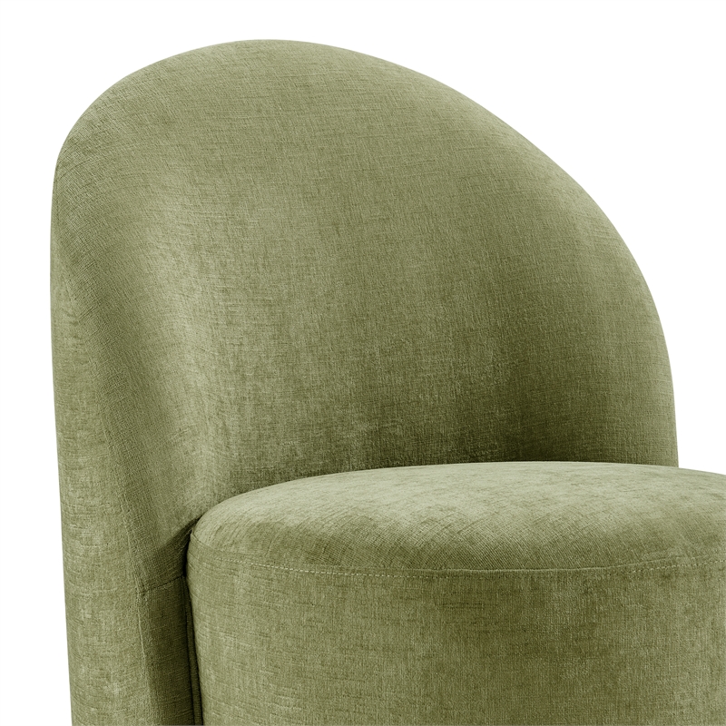 NPD Furniture Cabrina Chenille Dining Side Chair w/ Casters in Green