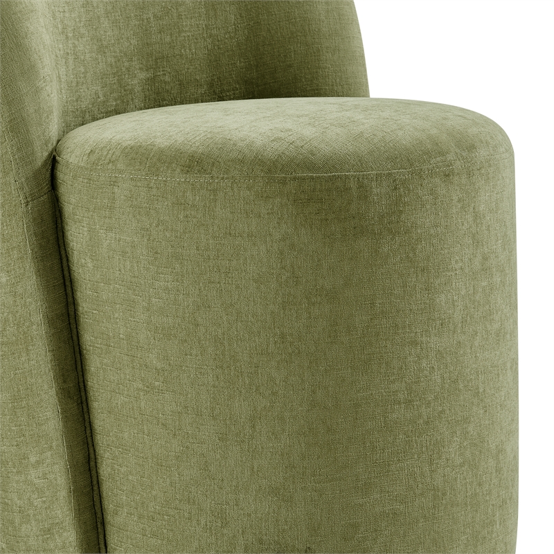 NPD Furniture Cabrina Chenille Dining Side Chair w/ Casters in Green