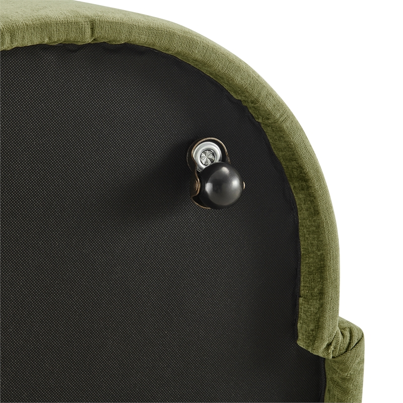 NPD Furniture Cabrina Chenille Dining Side Chair w/ Casters in Green