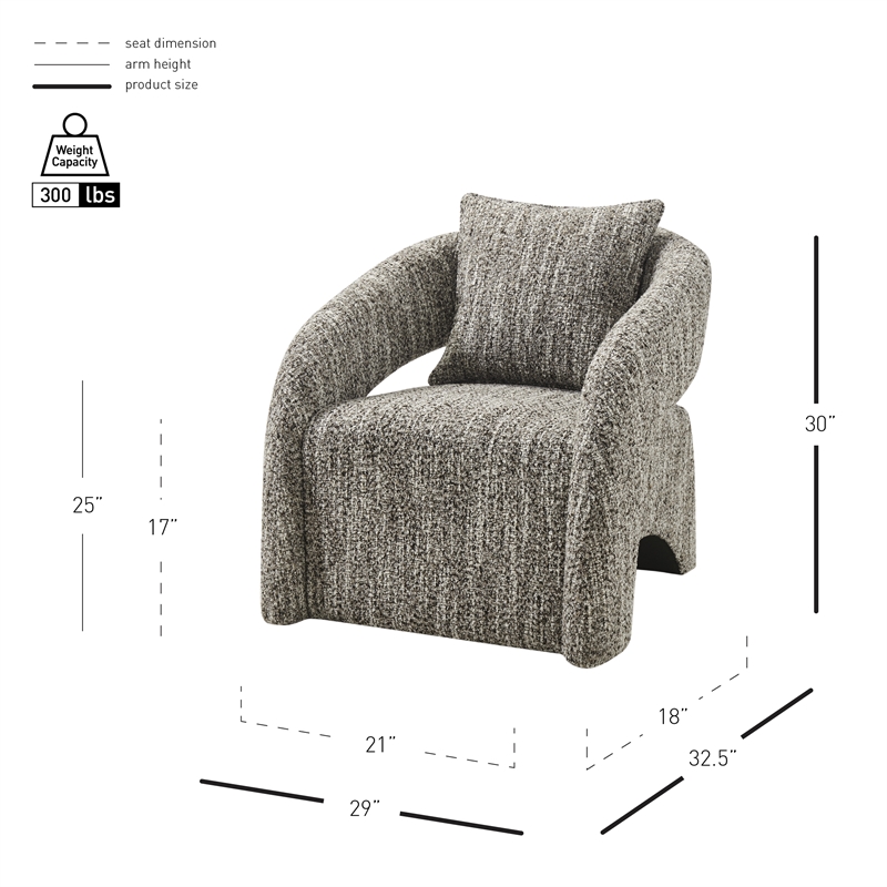 NPD Furniture Lunessa Boucle Accent Arm Chair in Dappled Taupe