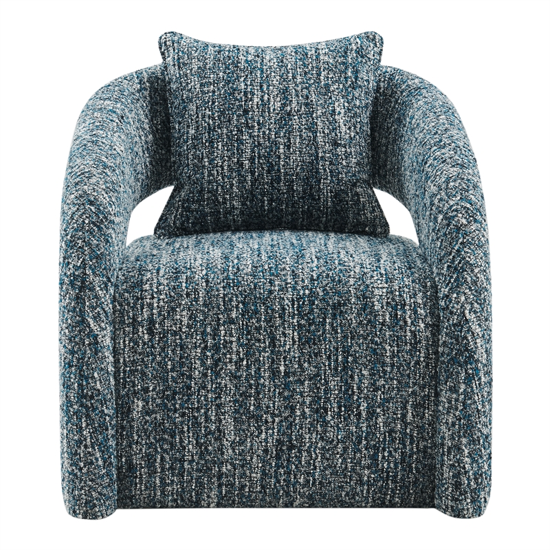 NPD Furniture Lunessa Boucle Accent Arm Chair in Dappled Blue