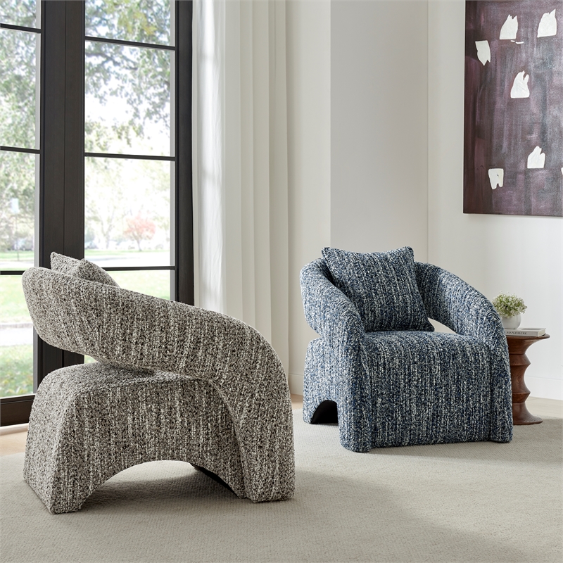 NPD Furniture Lunessa Boucle Accent Arm Chair in Dappled Blue