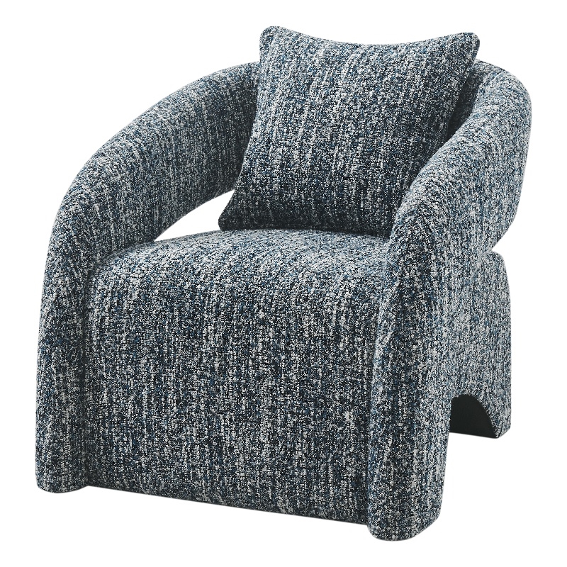NPD Furniture Lunessa Boucle Accent Arm Chair in Dappled Blue