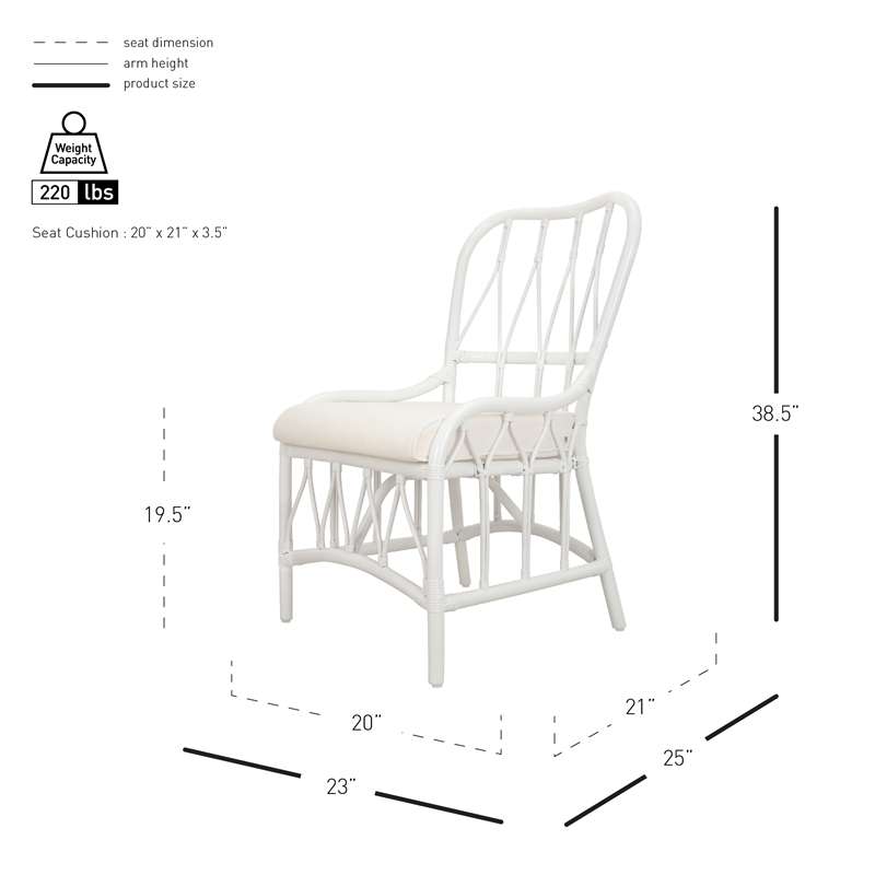 NPD Furniture Ayanna Rattan Dining Side Chair in White