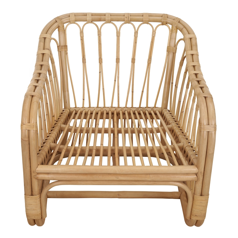 New Pacific Direct Maeva Rattan Accent Arm Chair in Natural Wheat