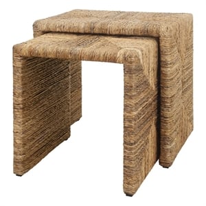 New Pacific Direct Kanza Abaca Rectangular Nesting Side Table Set of2 in Natural