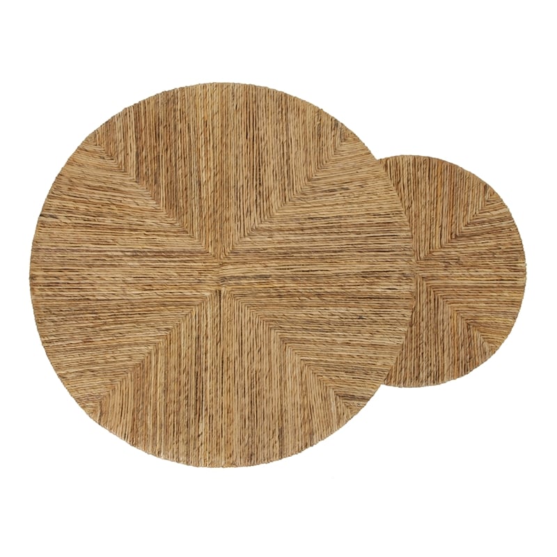 NPD Furniture Kanza Abaca Round Nesting Coffee Table Set of 2 in Natural
