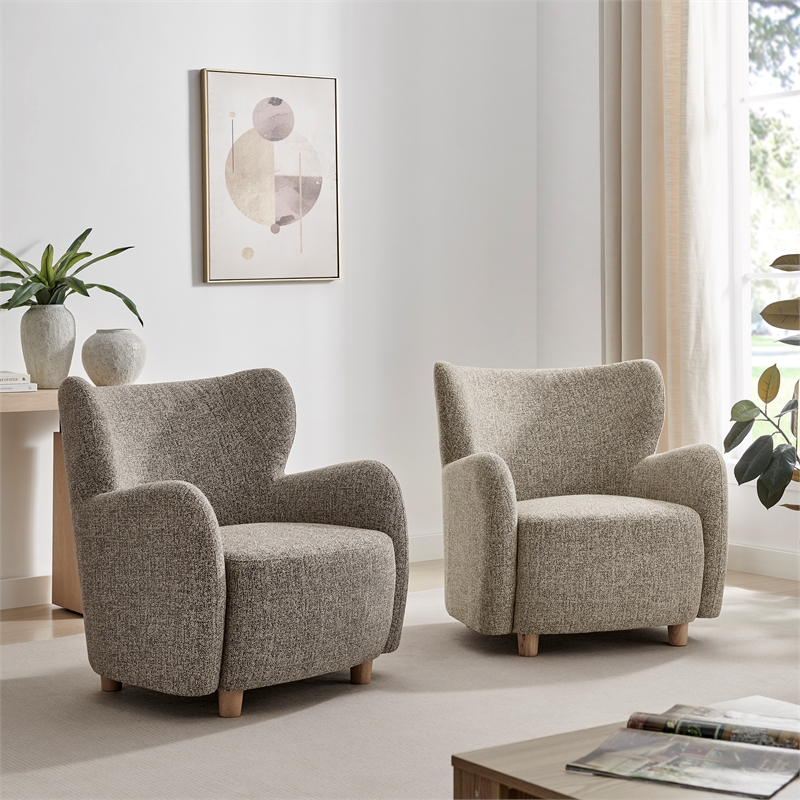 New Pacific Direct Tiffani Chenille Accent Arm Chair in Nexa Brown