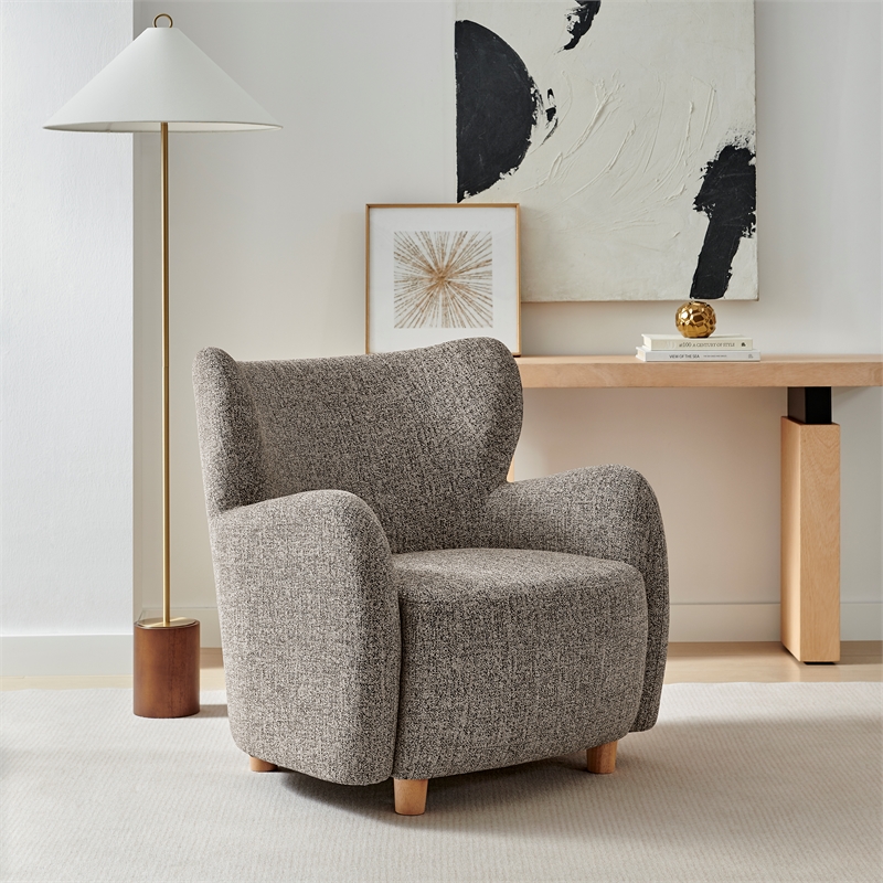 New Pacific Direct Tiffani Chenille Accent Arm Chair in Nexa Brown