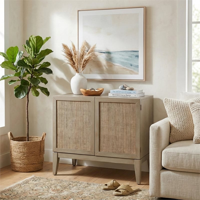 NPD Furniture Deria 2-Door Wood Cabinet in Sagewood