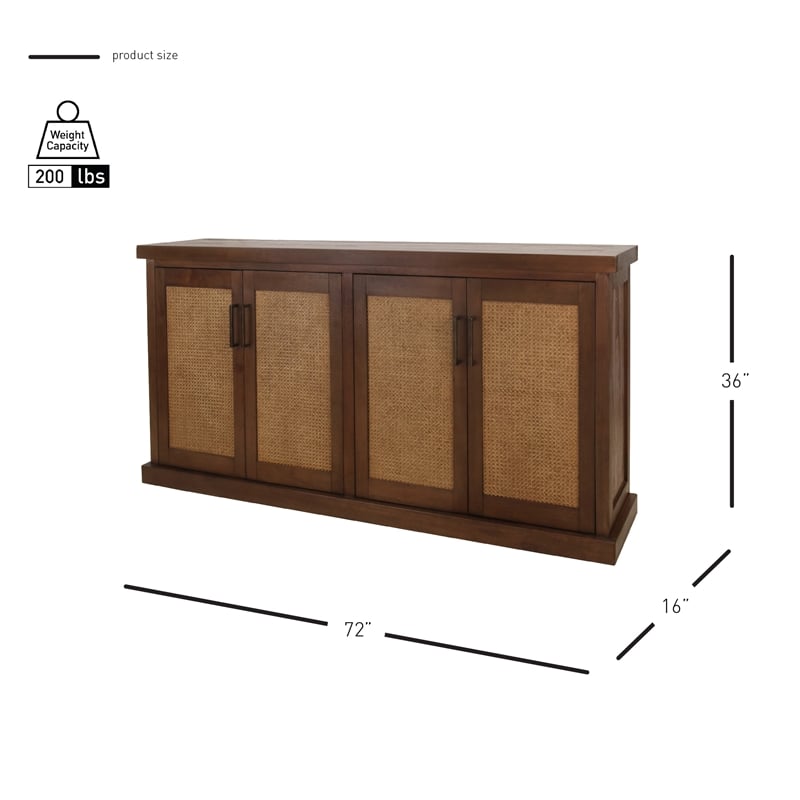 NPD Furniture Armoni 4-Door Wood Buffet in Walnut