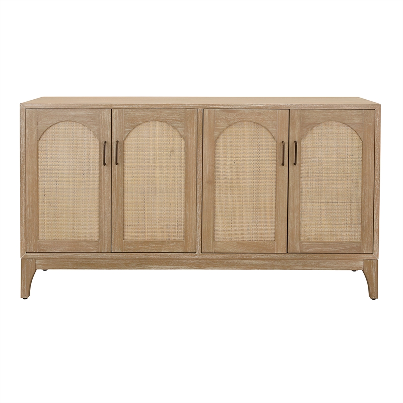 NPD Furniture Chantilly 4-Door Wood Buffet in Brushed Sand