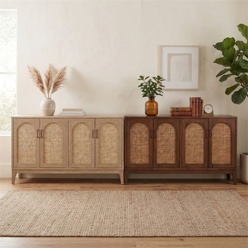 NPD Furniture Chantilly 4-Door Wood Buffet in Brushed Sand