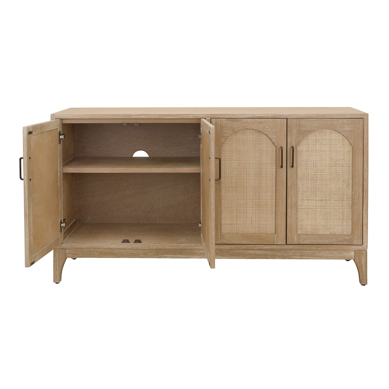 NPD Furniture Chantilly 4-Door Wood Buffet in Brushed Sand