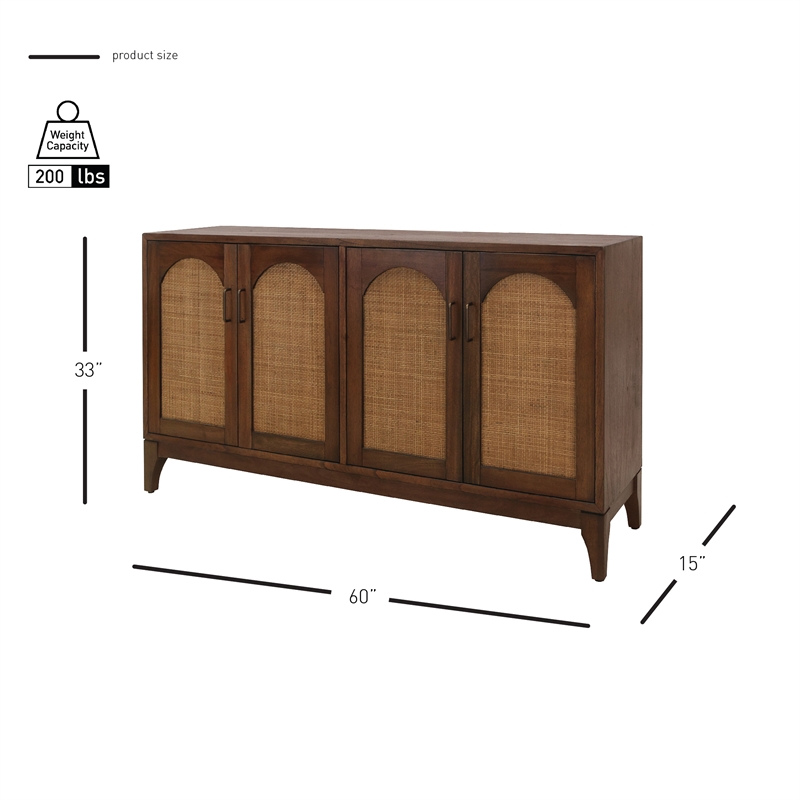 NPD Furniture Chantilly 4-Door Wood Buffet in Walnut