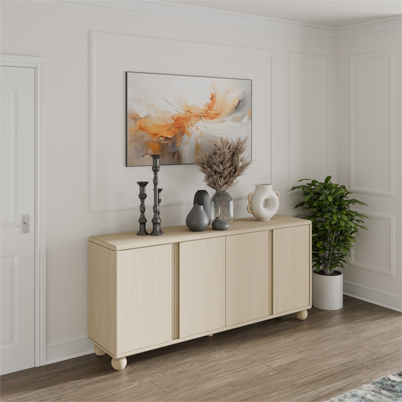 NPD Furniture Harlyn 4-Door Wood Buffet in Weathered Sand
