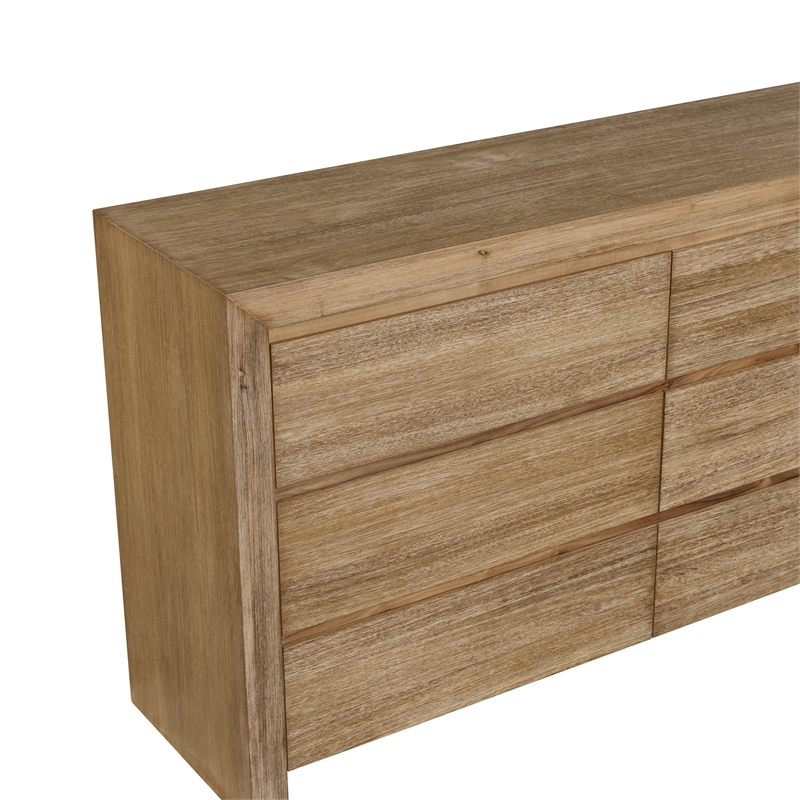 NPD Furniture Zerano 6 Drawer Wood Dresser in Brushed Smoke