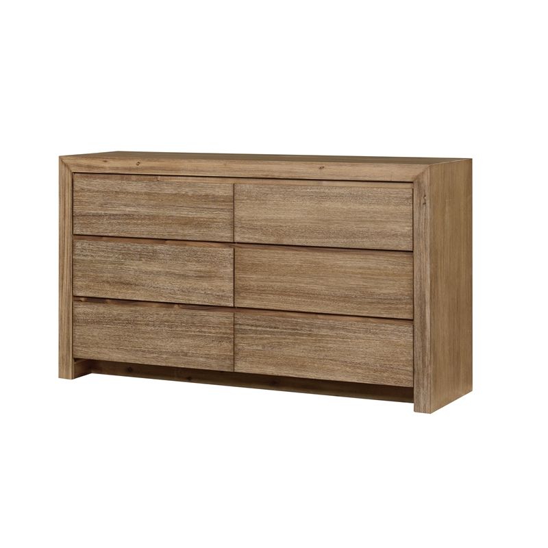 NPD Furniture Zerano 6 Drawer Wood Dresser in Brushed Smoke