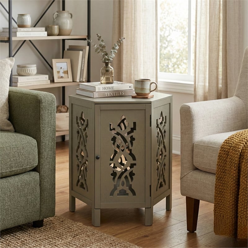 NPD Furniture Seema Wood Accent Table in Sage Green