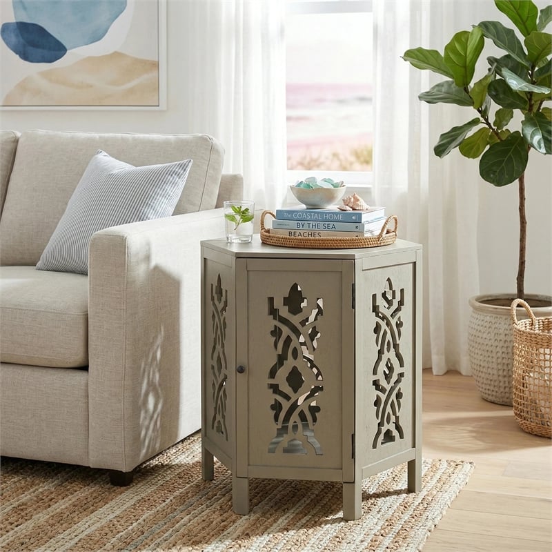NPD Furniture Seema Wood Accent Table in Sage Green
