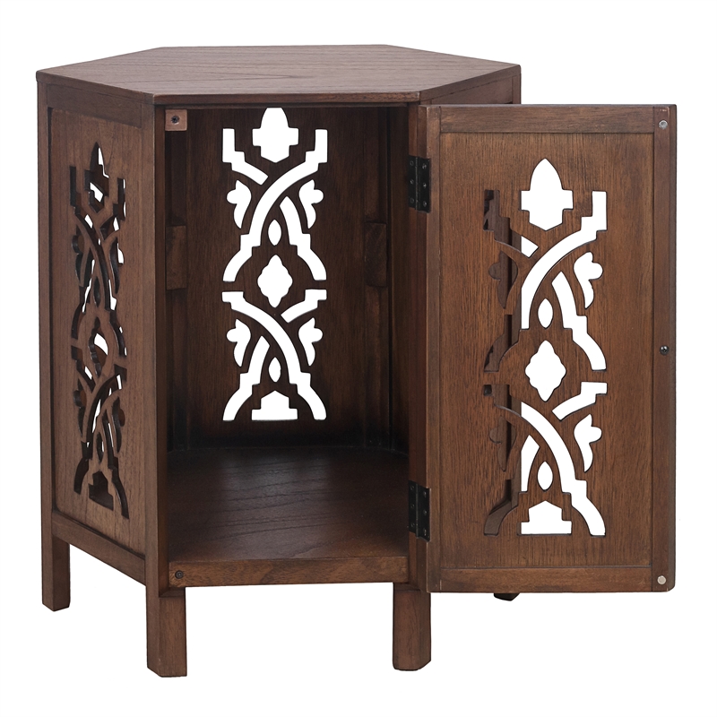 NPD Furniture Seema Wood Accent Table in Walnut