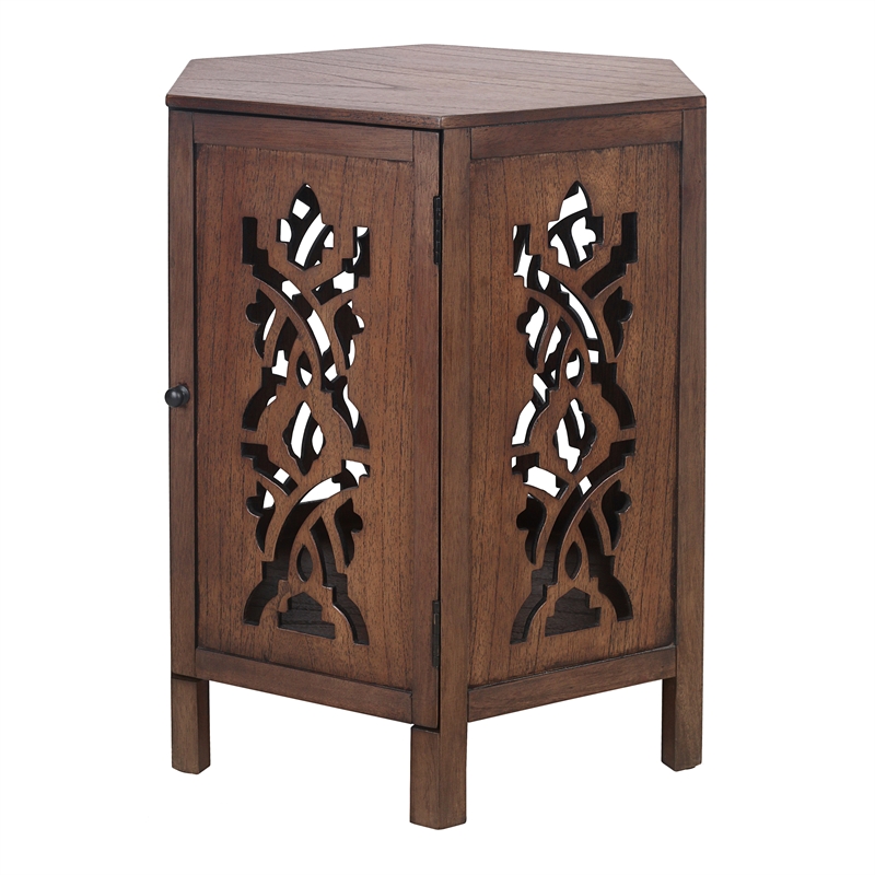 NPD Furniture Seema Wood Accent Table in Walnut