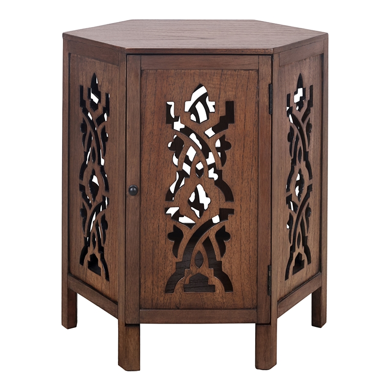 NPD Furniture Seema Wood Accent Table in Walnut
