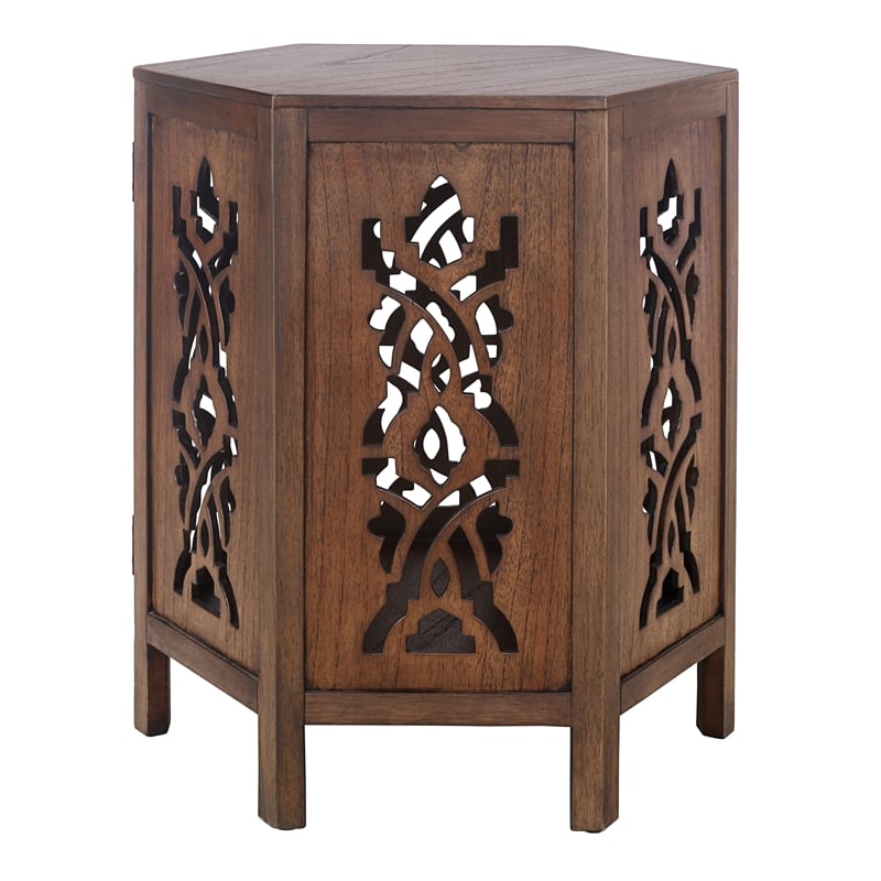 NPD Furniture Seema Wood Accent Table in Walnut