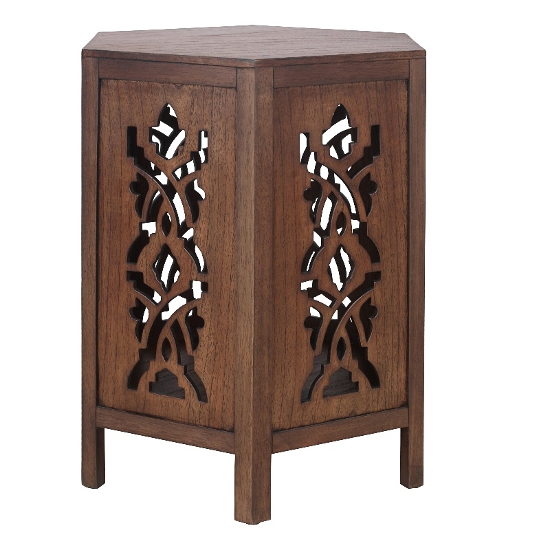 NPD Furniture Seema Wood Accent Table in Walnut