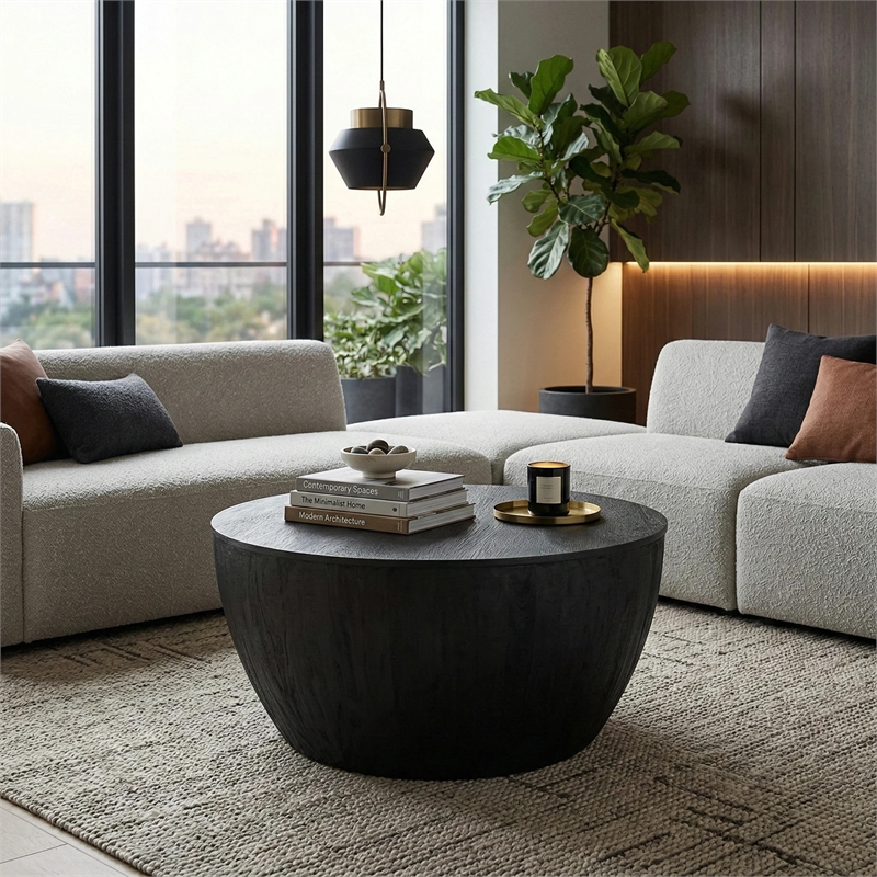 NPD Furniture Sloane Wood Coffee Table in Black