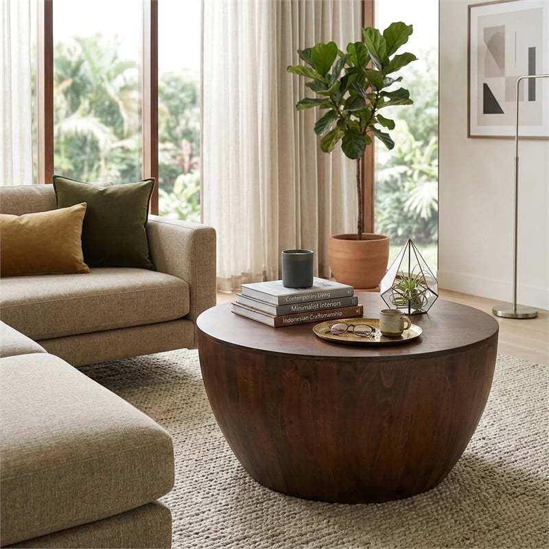 NPD Furniture Sloane Wood Coffee Table in Walnut