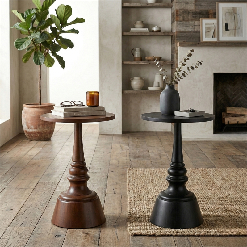 NPD Furniture Lumi Wood Accent Table in Walnut