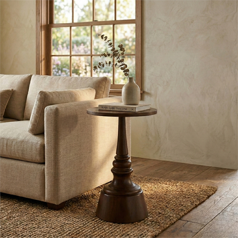 NPD Furniture Lumi Wood Accent Table in Walnut