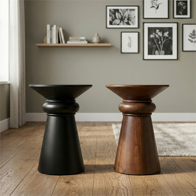 NPD Furniture Reo Wood Accent Table in Black