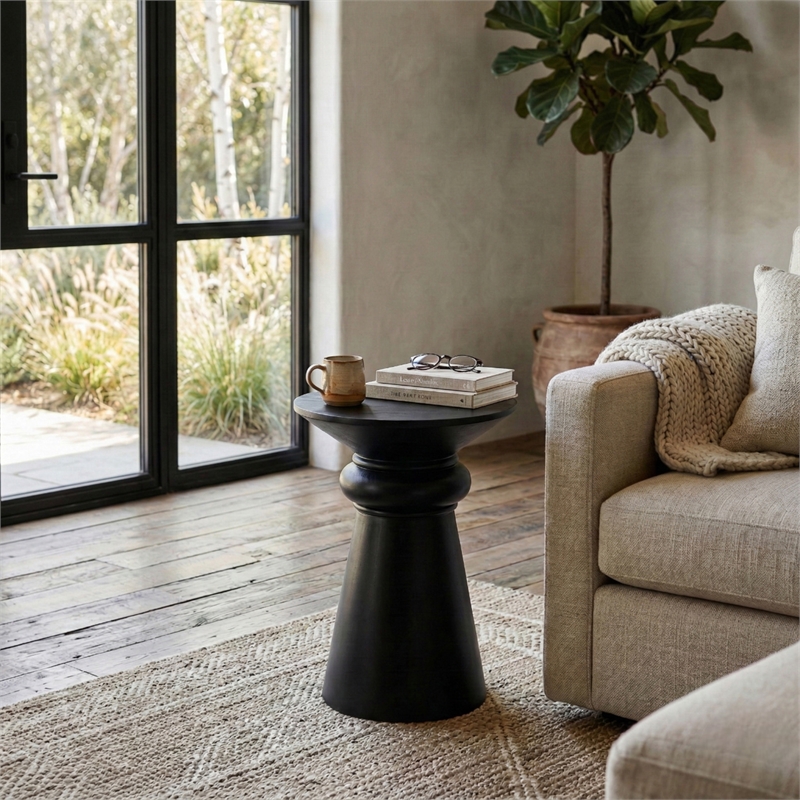 NPD Furniture Reo Wood Accent Table in Black