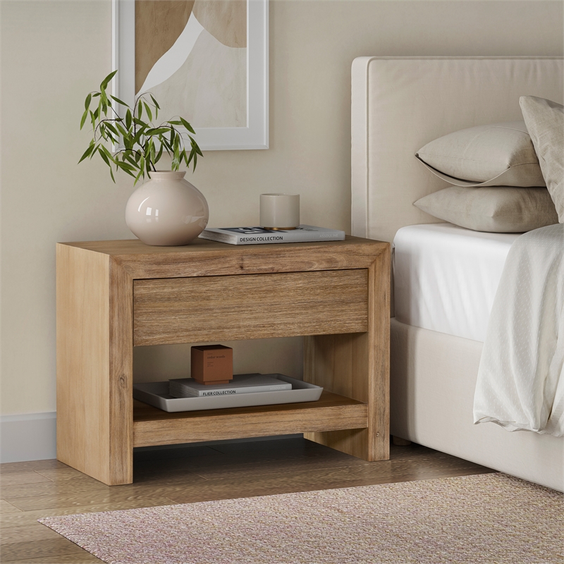 NPD Furniture Zerano Wood Accent Table in Brushed Smoke