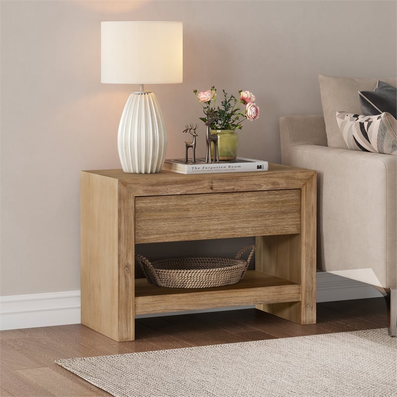 NPD Furniture Zerano Wood Accent Table in Brushed Smoke