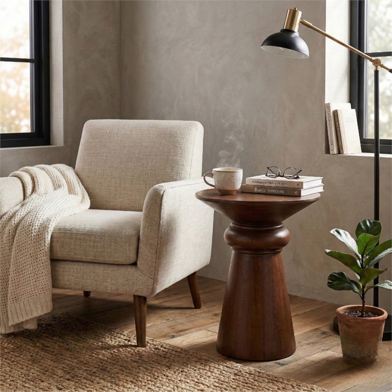 NPD Furniture Reo Wood Accent Table in Walnut