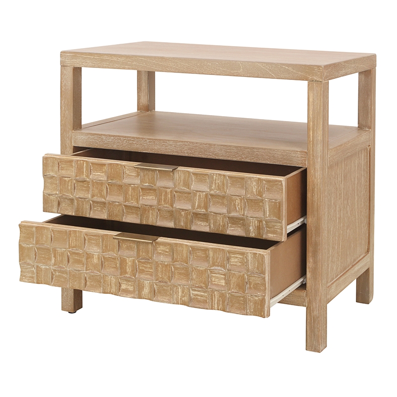 NPD Furniture Terrena 2in Wood Drawer Accent Table in Brushed Sand