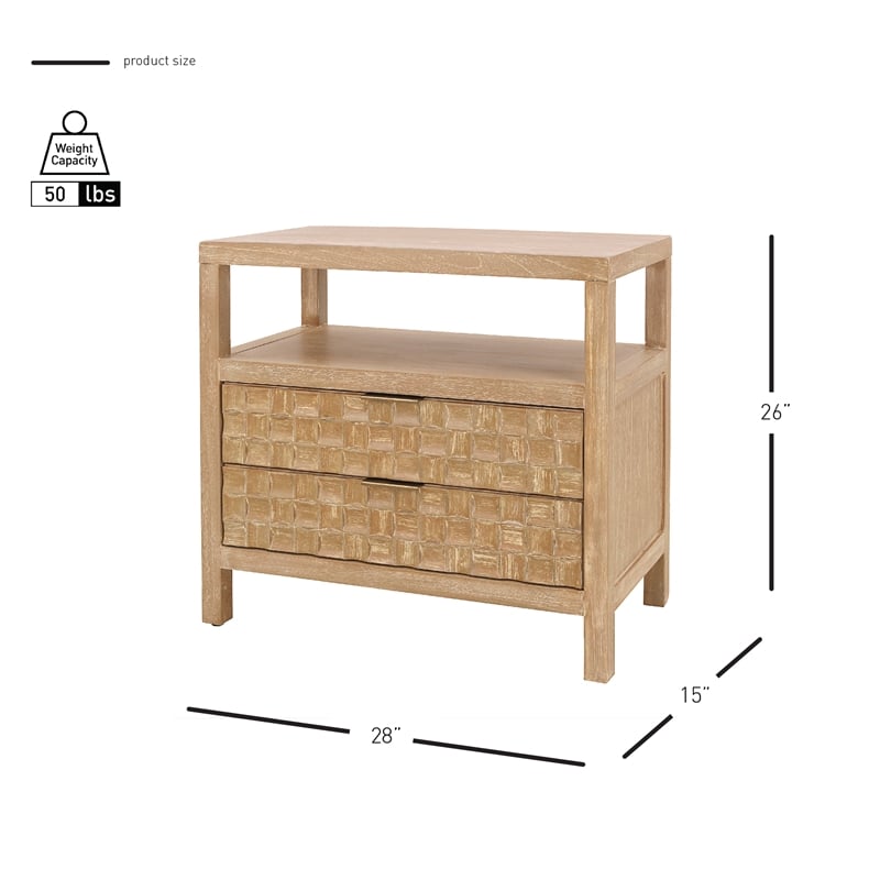 NPD Furniture Terrena 2in Wood Drawer Accent Table in Brushed Sand