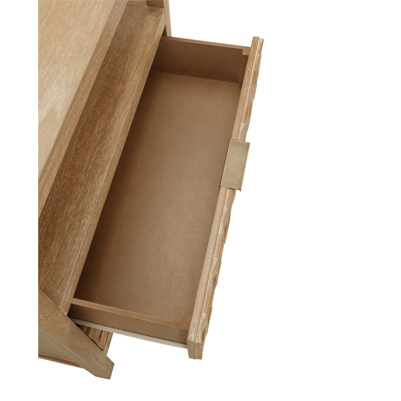 NPD Furniture Terrena 2in Wood Drawer Accent Table in Brushed Sand