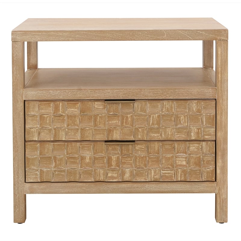 NPD Furniture Terrena 2in Wood Drawer Accent Table in Brushed Sand