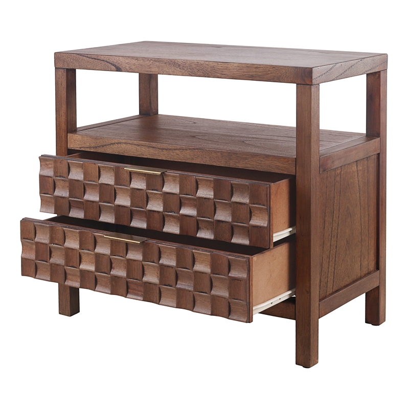 NPD Furniture Terrena 2in Wood Drawer Accent Table in Walnut