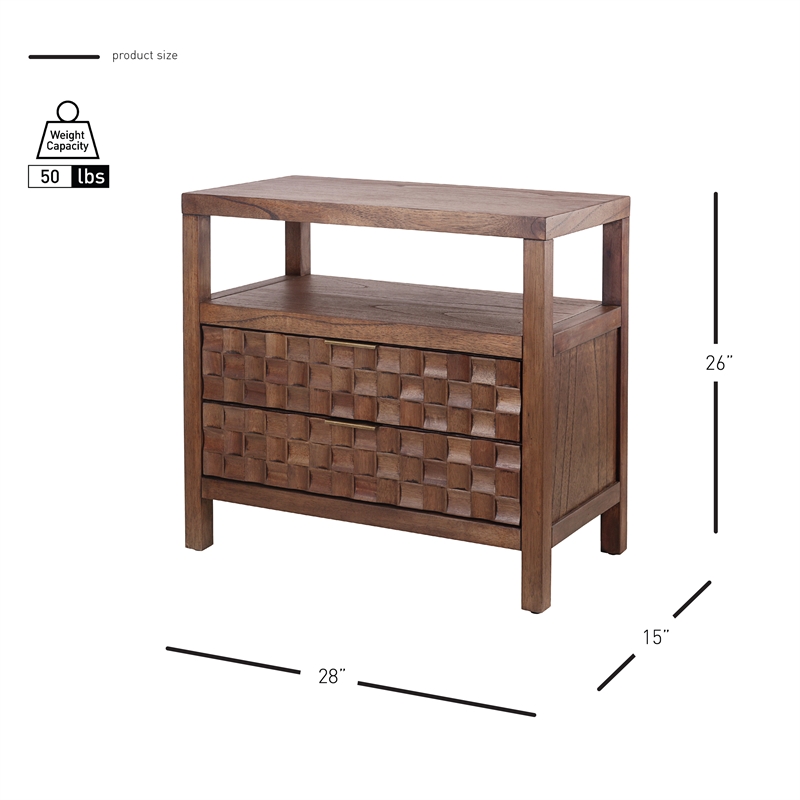 NPD Furniture Terrena 2in Wood Drawer Accent Table in Walnut