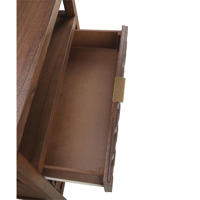 NPD Furniture Terrena 2in Wood Drawer Accent Table in Walnut