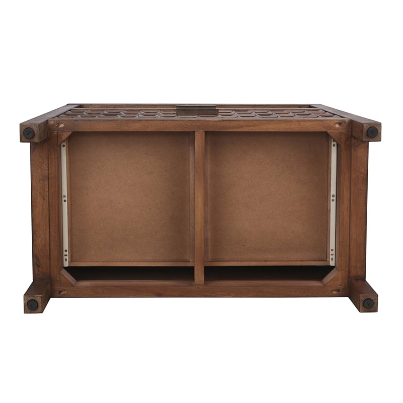 NPD Furniture Terrena 2in Wood Drawer Accent Table in Walnut