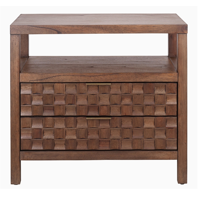 NPD Furniture Terrena 2in Wood Drawer Accent Table in Walnut