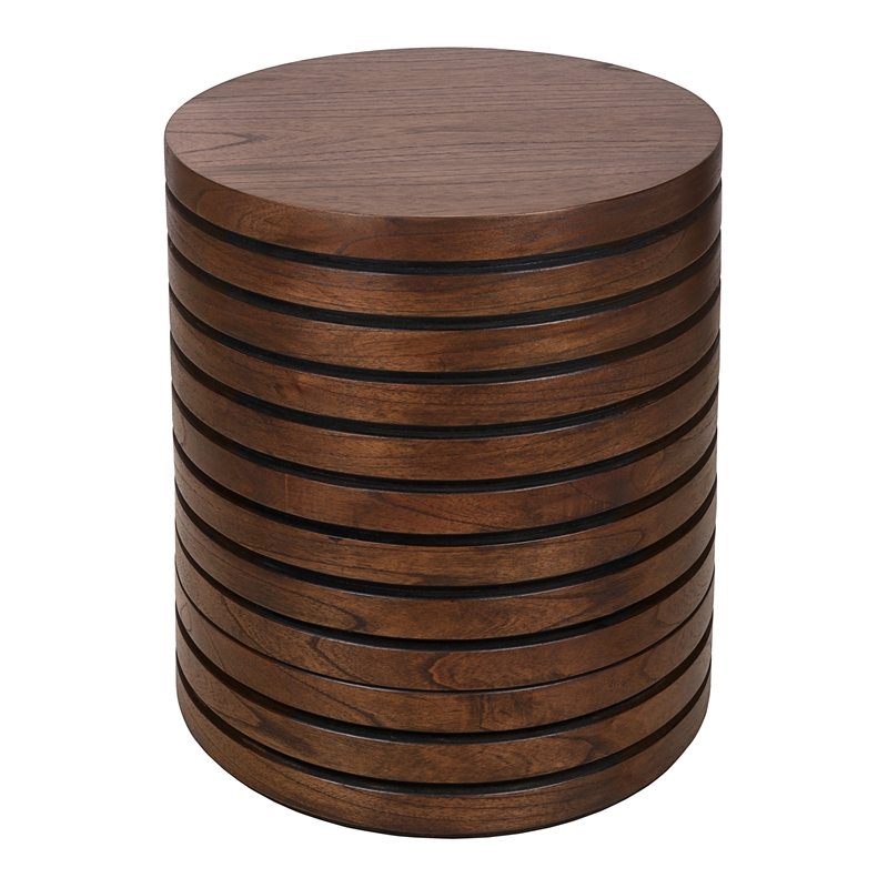 NPD Furniture Corvin Wood Accent Table in Walnut